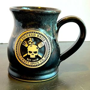 Smoked Bros Craft Spice Coffee Company Mug. Black & Tan. Handmade